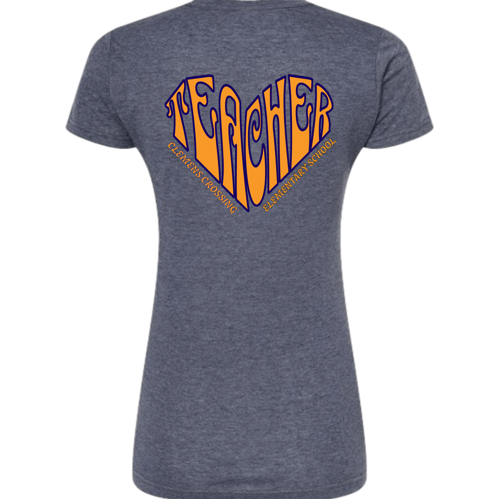 teacher heart heather navy shirt back