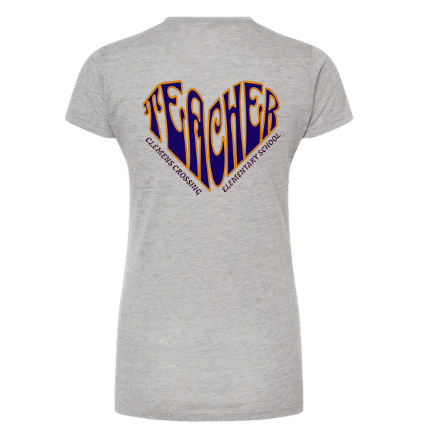 teacher heart sport grey shirt back