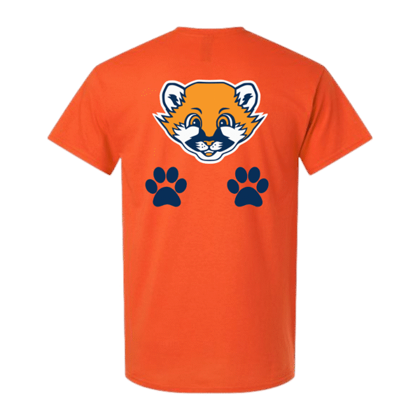 cougar paws orange tshirt back