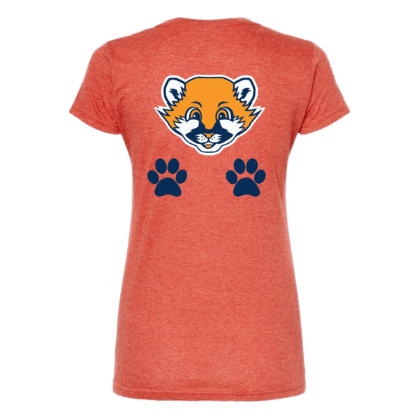 cougar paws womens orange shirt back
